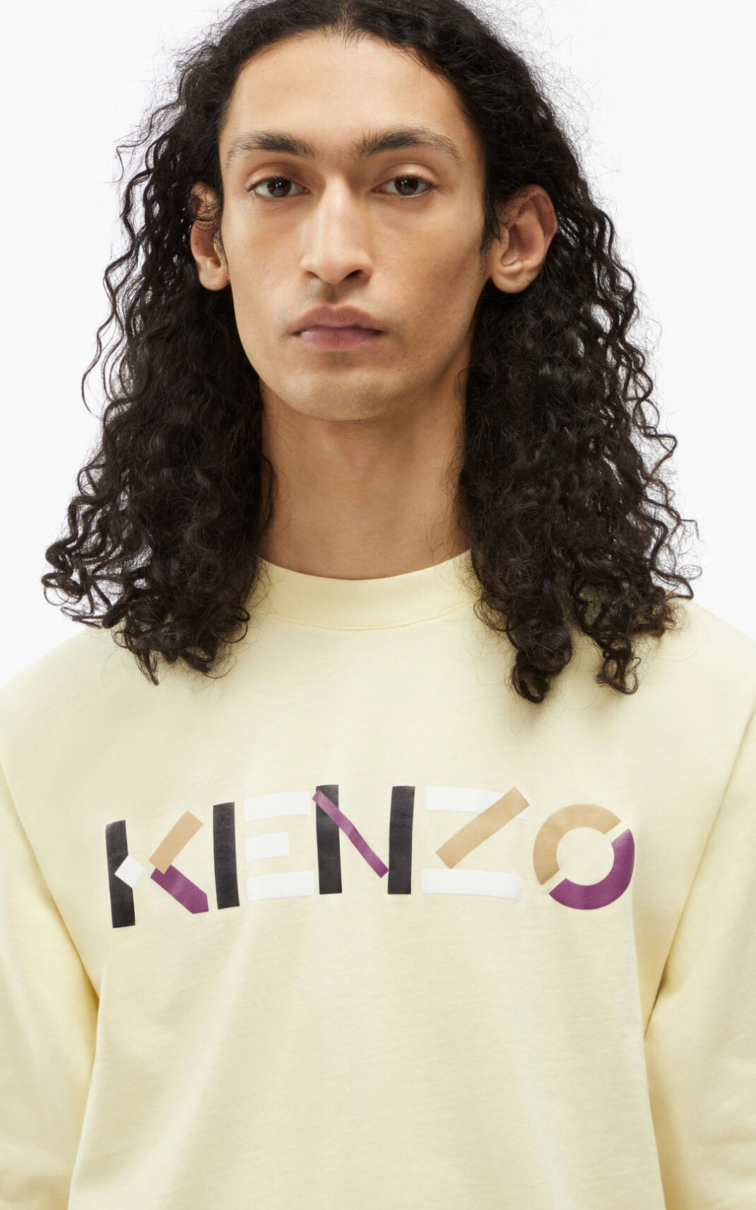 Kenzo Multicoloured oversize Logo Moška Majice Krema SI-6615333